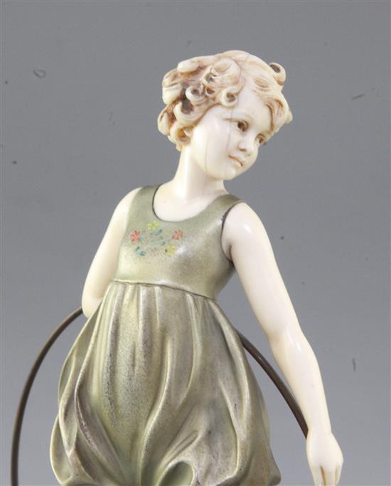 Ferdinand Preiss. A bronze and ivory figure The Hoop Girl Height overall 8in.